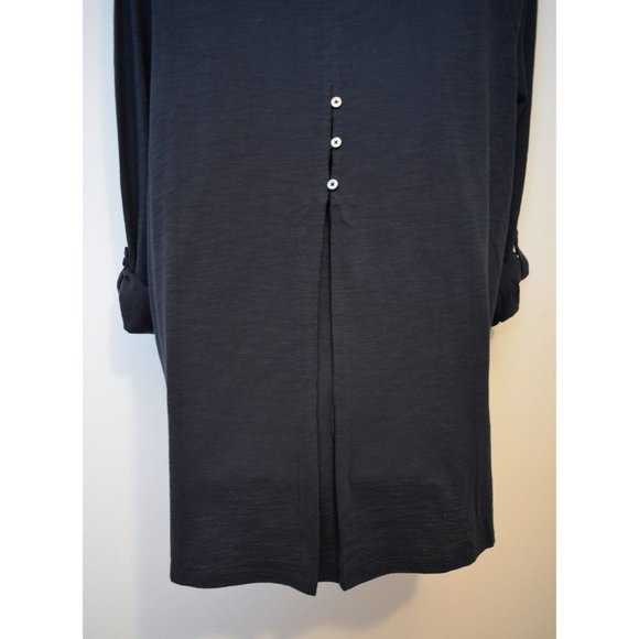 J Jill Top XL NEW Navy Blue Button Tab Sleeve Tunic Relaxed Generous Fit - Picture 9 of 9